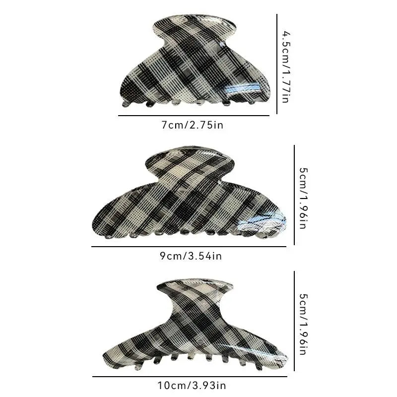 Elegant Plaid Series Acrylic Hair Claw Classic Retro Clips Trendy Qme