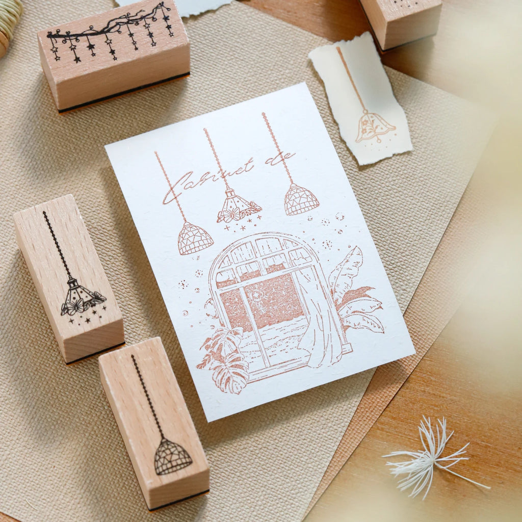 TIANZI 1pc Lamp Theme Vintage Wooden Rubber Cute Night Lights Set Stationery Seal Stamping For Card Making Planner Scrapbook Qme