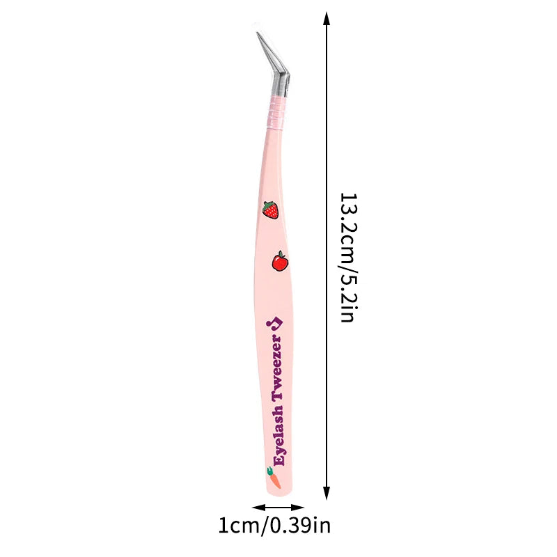 Stainless Steel False Eyelash Tweezers Straight Head Elbow Lash Qme