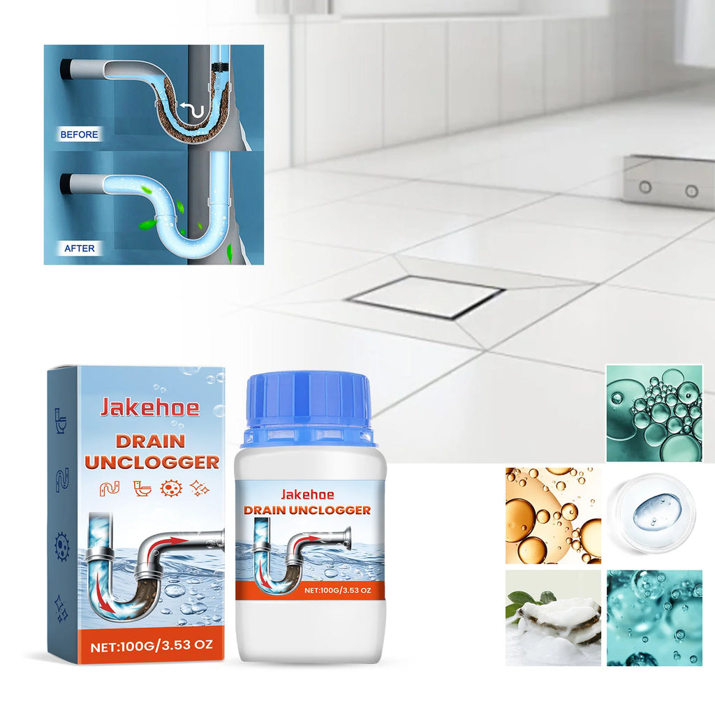 Drain cleaner; toilet sink kitchen bathroom drain pipe clog stain deodorization quick unclogging cleaning decontamination Qme