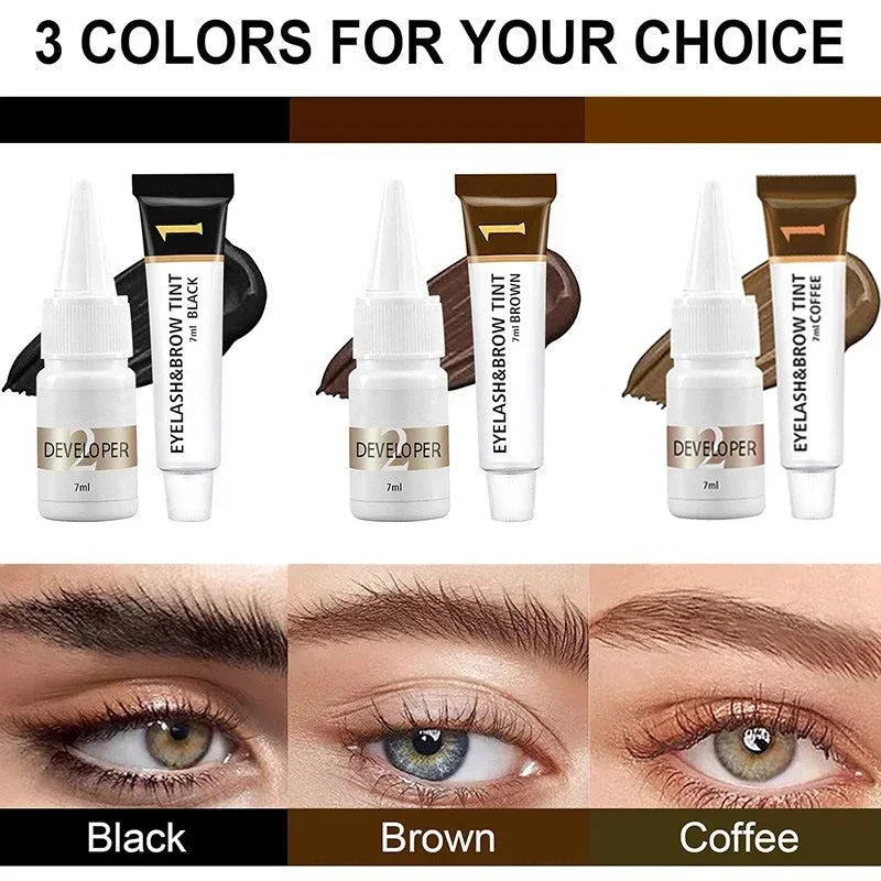 Eyelash Eyebrow Dye Tint Kit Fast Tint Brow Dye Gel Eyebrow Cream Black/Brown/Coffee Brow Enhancers Mascara Makeup Tool Qme