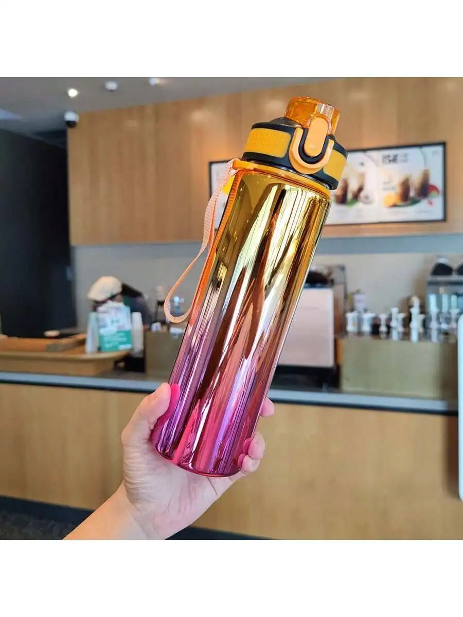 Electroplated Gradient Water Bottle Portable Sports Hydration Flask Qme yellow >1L