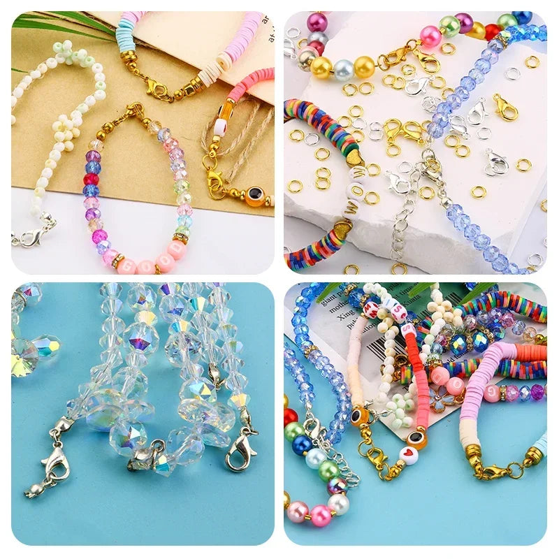 300pc Jewelry Making Connect Kit Durable Lobster Clasps & Jump Rings with Storage Box for DIY Chain Necklace Bracelet Supplies Qme