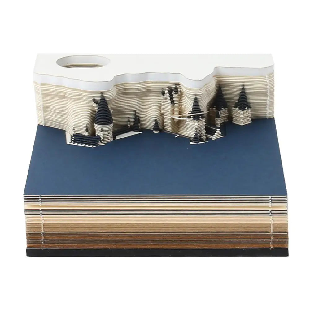 2026 Creative Hogwarts Magic Castle Calendar Sticker With Light 3D Hand-torn Castle Calendar Tear-Away Notepad DIY Craft Gifts Qme B