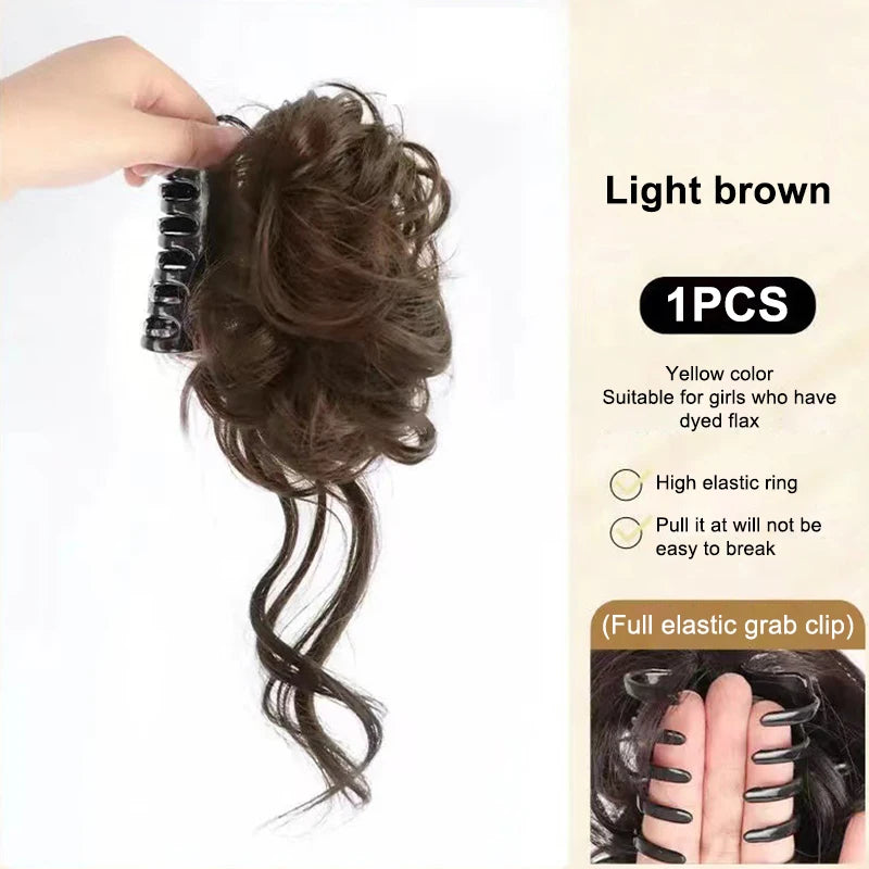 Women's Hair Wig Bun Fake Fluffy Volumizing Realistic Chicken Coop Qme Light Brown