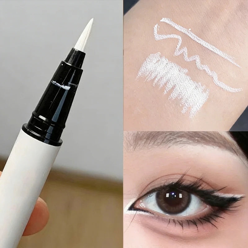 Matte White Eyeliner Liquid Pen Lying Silkworm Pencil Brighten Corners of Eyes Ultra-thin Waterproof Pigment Cosplay Eyeshadow Qme 04 White
