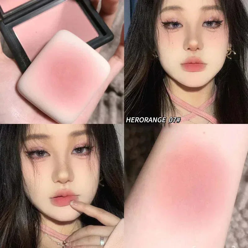 Sweet Orange Blusher Makeup Powder Blush Latte Nude Peach Cheek Color Face Contour Brighten Lasting Rich Color Rouge Cosmetics Qme 07