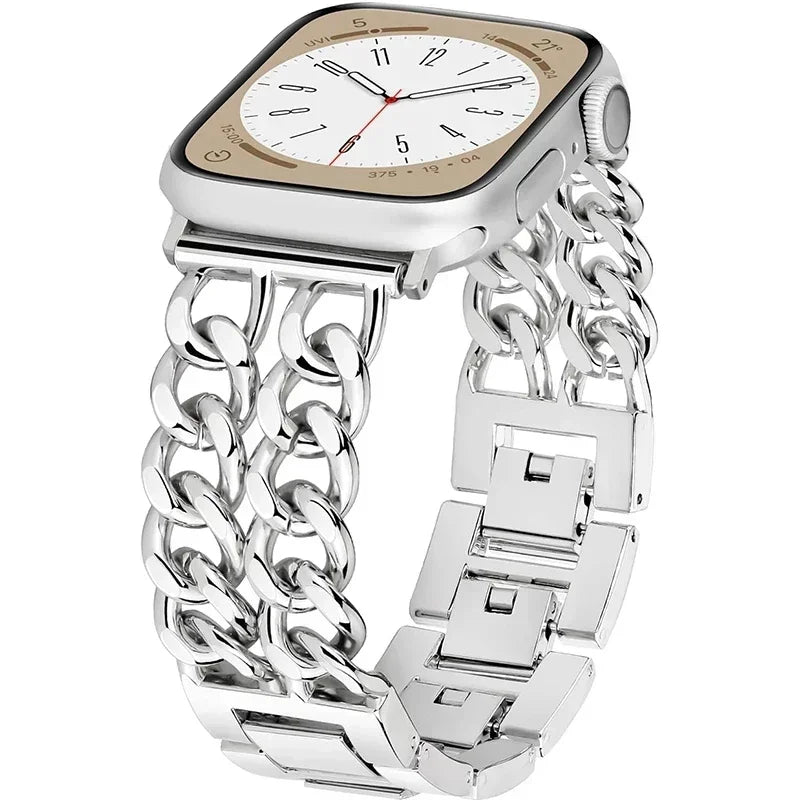 New Apple Watch Strap for Watch Series Ultra 9 8 7 6 5 4 Bracelet 40 49 44 45 41MM Metal Chain Stainless Steel IWatch Watchstrap Qme S 38mm 40mm 41mm