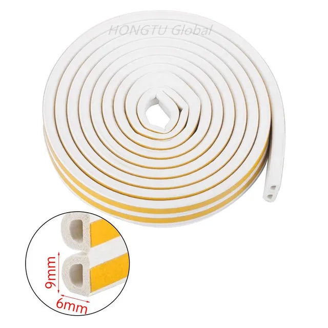 Rubber Foam Window Door Seal Self Adhesive Windproof Tape Door Joint Filler Collision Avoidance Soundproof Sealing Strip Qme white D Type 20 Meter