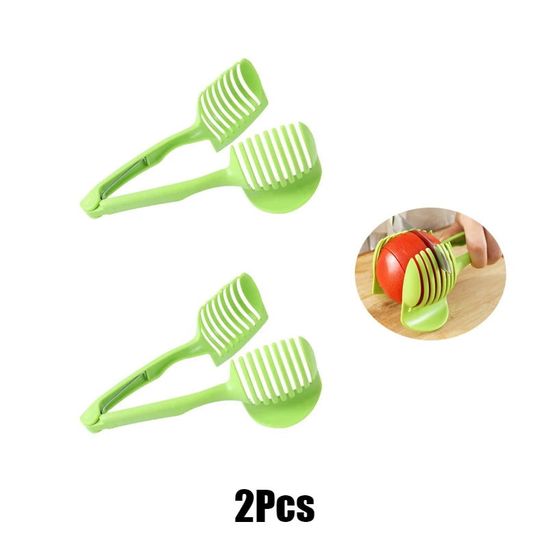 Stainless Steel Kitchen Handheld Orange Lemon Slicer Tomato Cutting Qme 2Pcs plastic