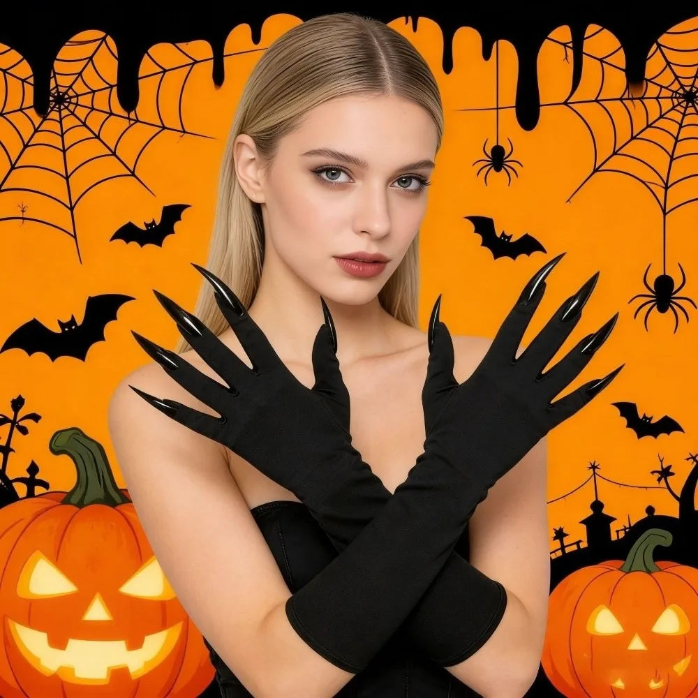 Fancy Props Halloween Cosplay Gloves Solid Long Nails Witch Costume Qme