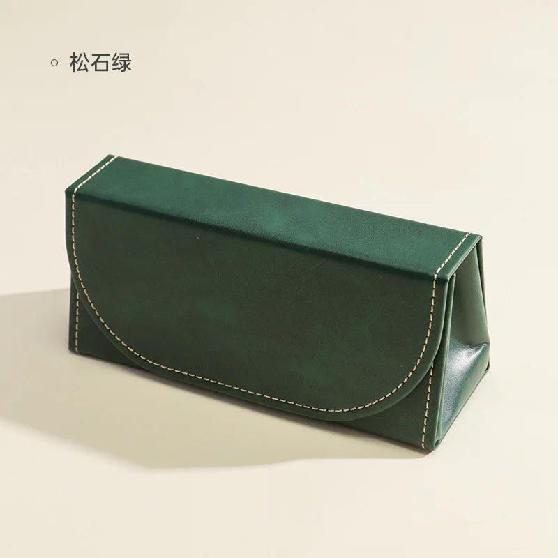 Premium PU Large Capacity Men's Eyeglass Case Ins Style Shockproof Portable Glasses Storage Box Eyeglass Box for Gift Qme Green Eyeglass Case