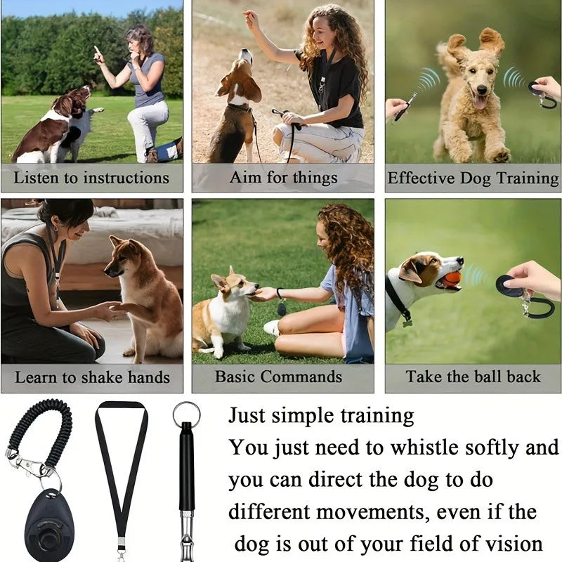 2pc pet exercise clicker, ultrasonic dog whistle (with 1 hanging rope), pet behavior training correction instruction beeper Qme