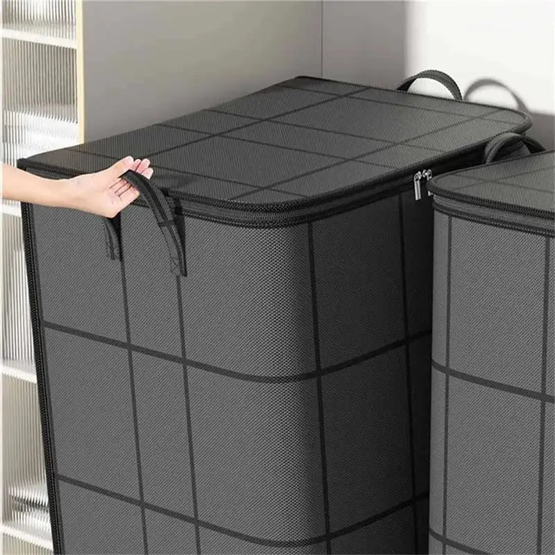 A02F-Dust-Proof Non-Woven Storage Bag Large Foldable Quilt And Clothing Organizer With Zipper And Easy Carry Handles Qme