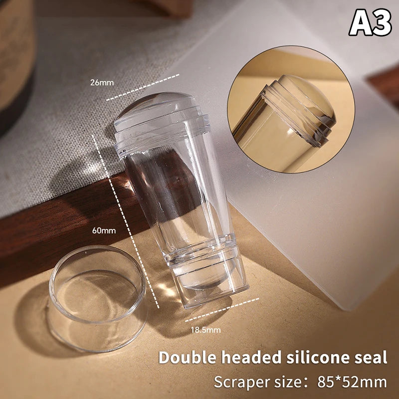 Silicone Transparent Nail Art Stamping French Manicure Plate Stamp Qme A3