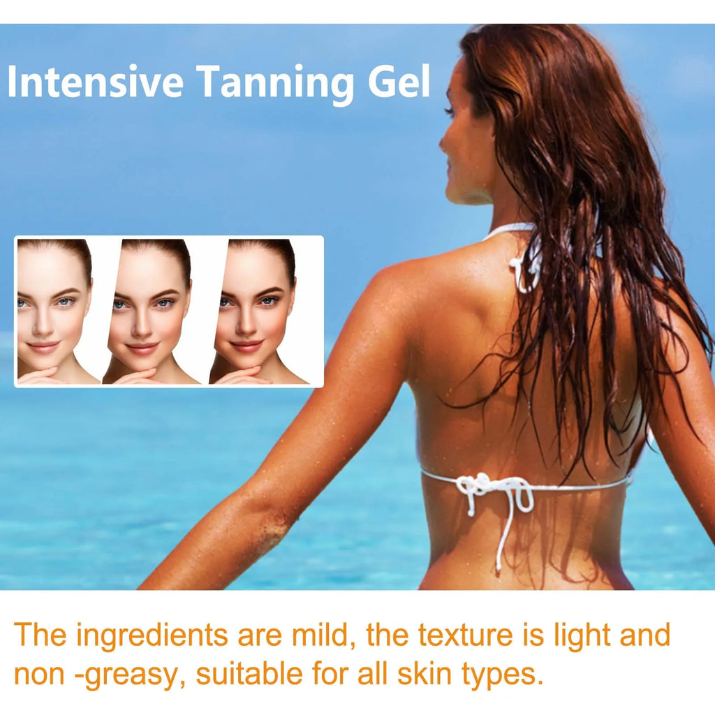 Intensive Tanning Gel & Cream Set Accelerator Bronzing Dark Skin Long Lasting Moisturizing Face Body Sunless Self Tanning Cream Qme