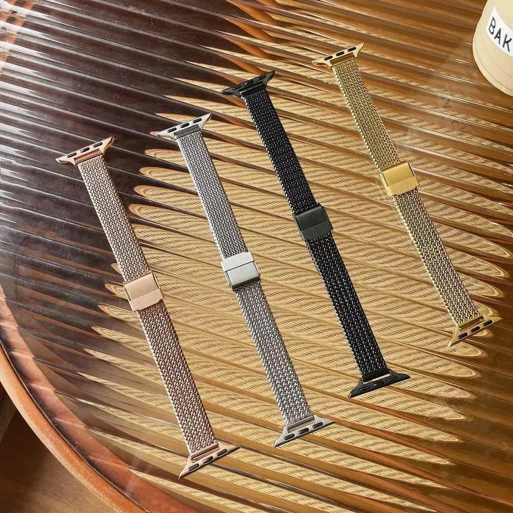 Milanese Strap For Apple watch band 44mm 40mm 45mm 41mm stainless steel Metal bracelet for iWatch Apple watch 3 4 5 SE 6 7 Qme