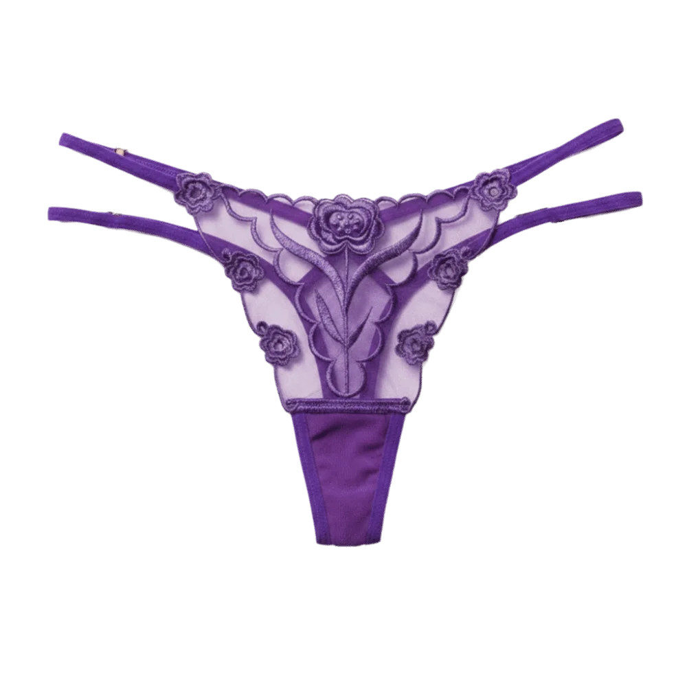 Fashion T-back Women Panties Seamless Transparent Mesh Thongs Thin Qme Purple 2XL 1pc