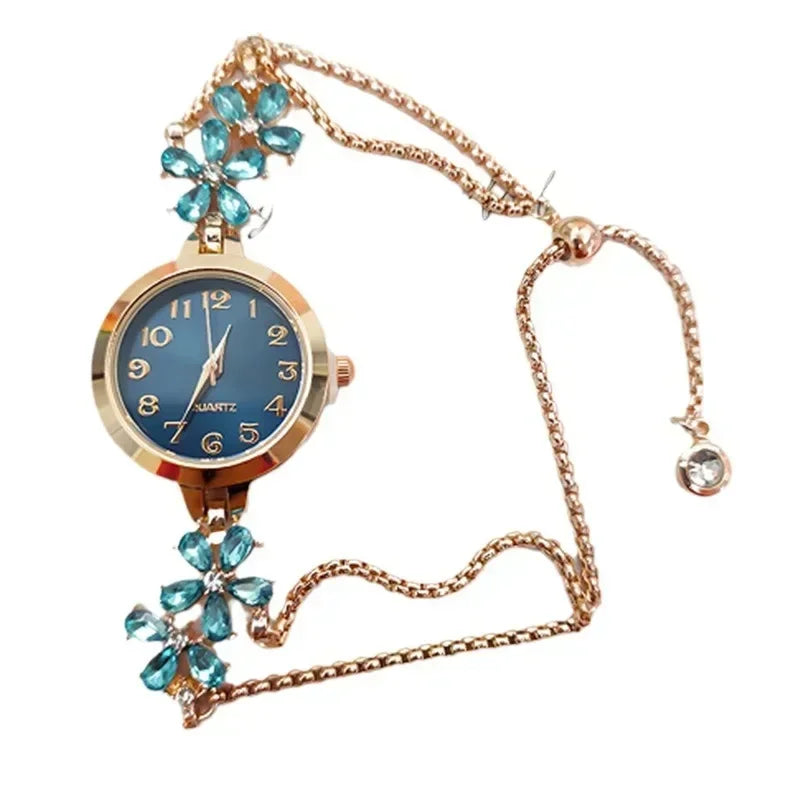 1 pcs Women Watches Brand Vintage Strass Watches Quartz Bracelet Ladies Luxury Wrist Watch Female Watch Montre Femme Watch Qme