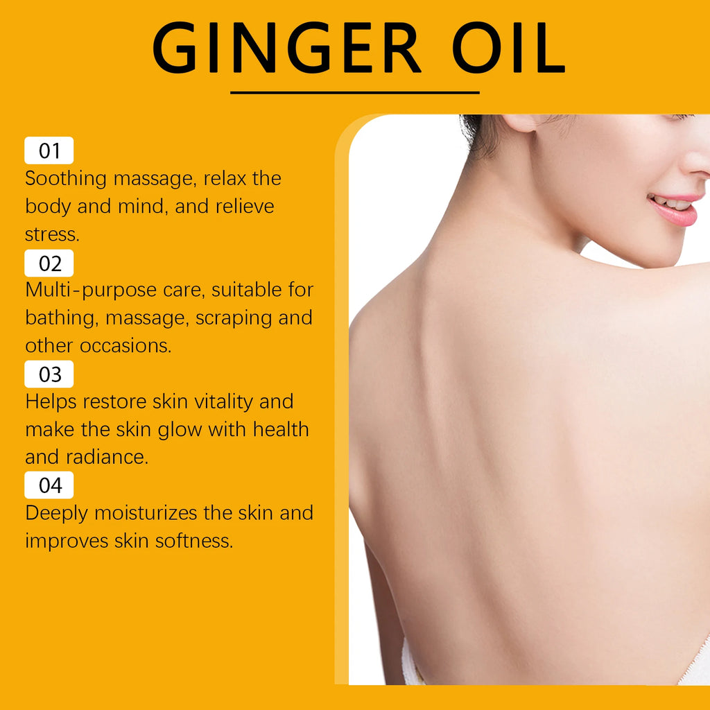 Ginger Essential Oil For Relaxing Body Massage Oil ﻿Relieve Muscle Fatigue Improve Rough Repair Damaged Skin Hydrating Essence Qme