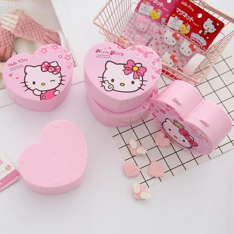 Hello Kitty Cartoon Portable Storage Box Cute Earring Jewelry Qme