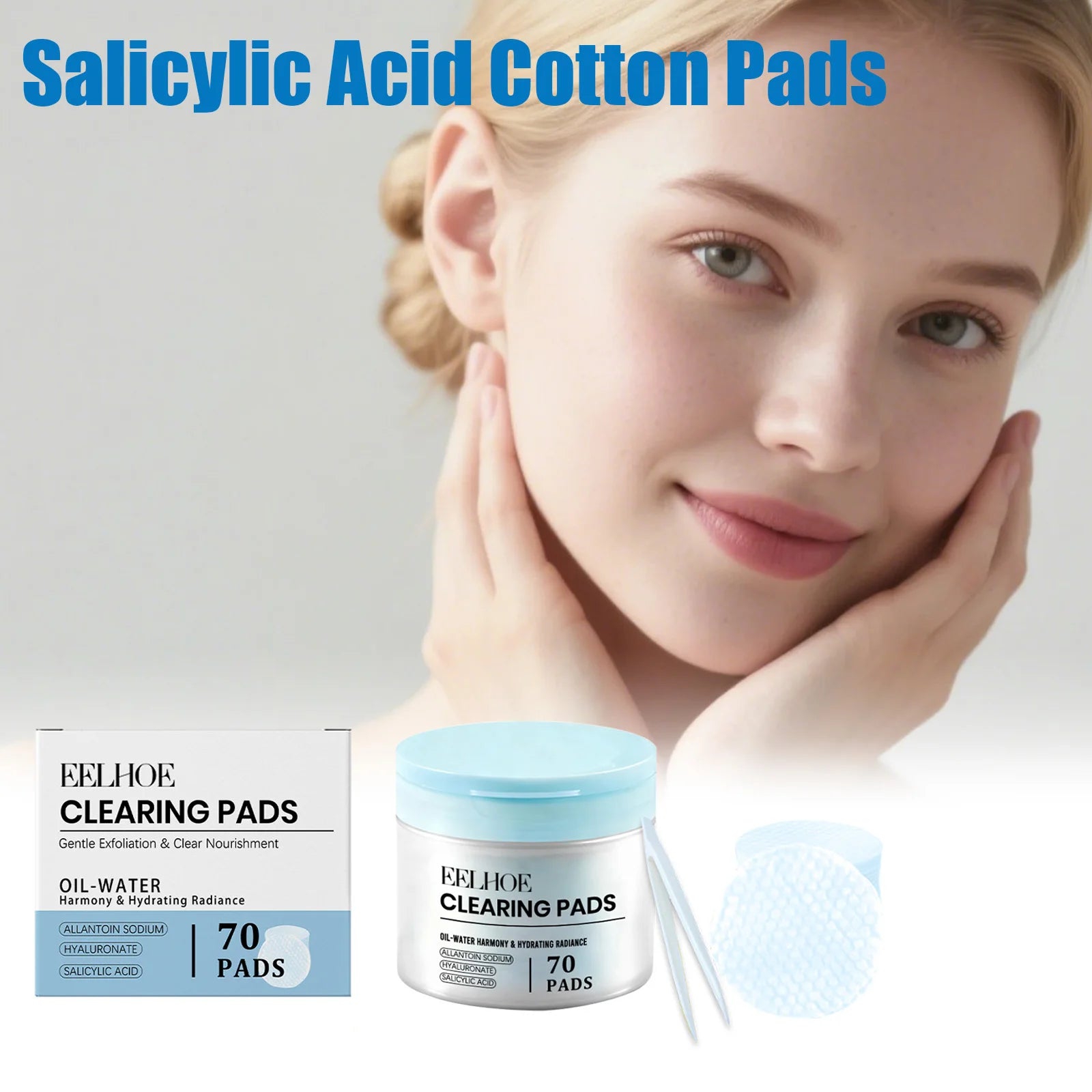 Salicylic Acid Cotton Pads Exfoliating Pore Cleansing Soothing Oil Control Acne Treatment Facial Daily Toner Pads with Tweezers Qme