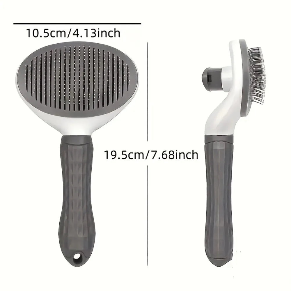 Self Cleaning Slicker Brush for Cats Dogs, One-click Pet Hair Remover Comb, Shedding Grooming Brush with Retractable Needles Qme