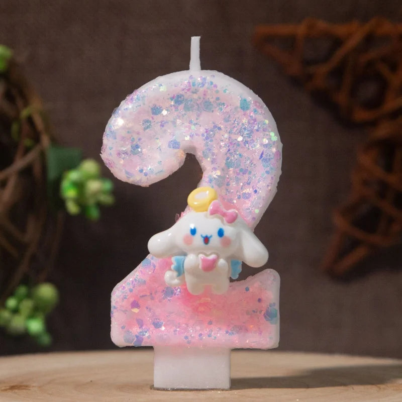 Cinnamon Dog 0-9 Numbered Birthday Candles Pink Cartoon Cake Topper Decorations Student Birthday Party Supplies Qme