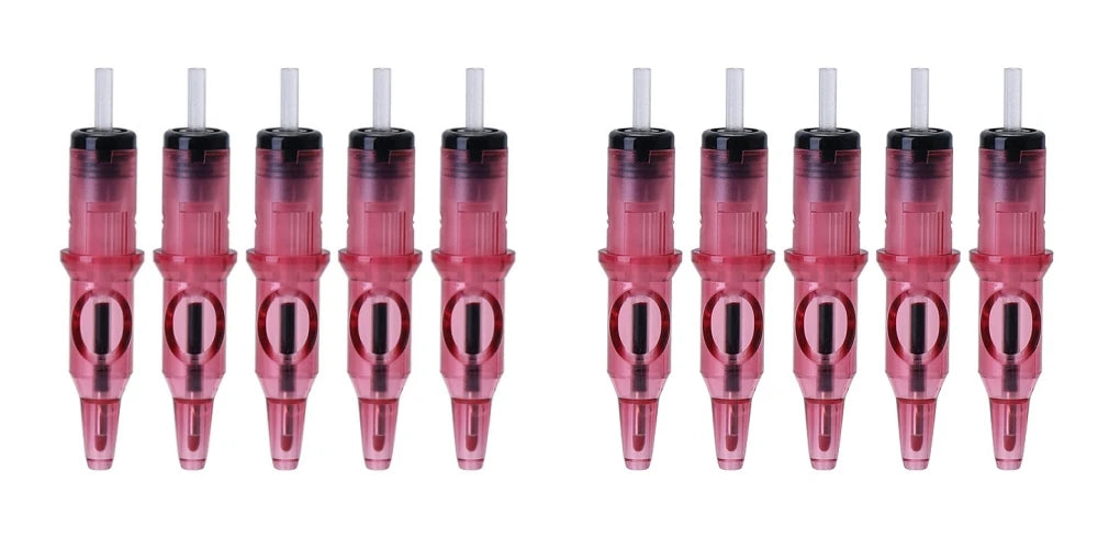 New Ball Point Pen Tattoo Cartridge Needles 5 Colors Practice Needles Drawing For Motor Tattoo Pen Grip Cartridge Supplies Qme 10PCS Red