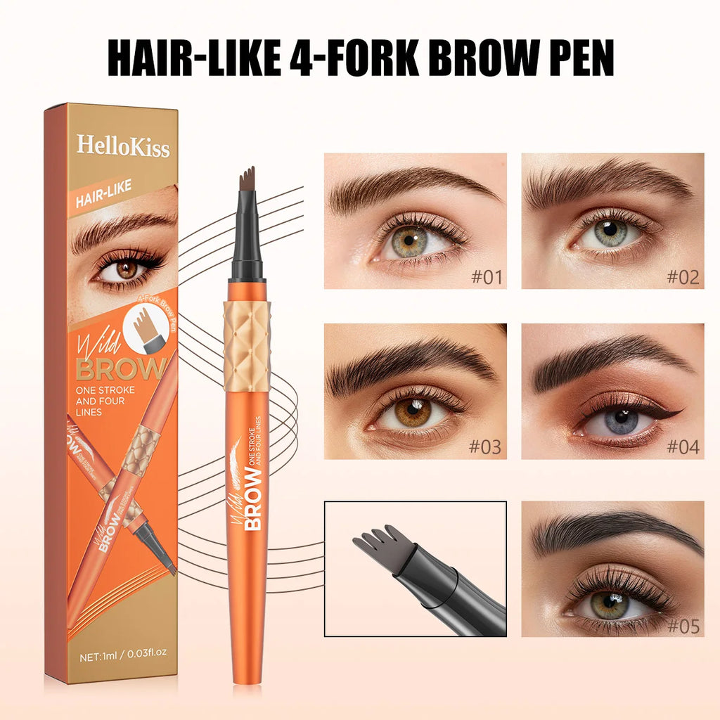 1PC 4 Split Head Eyebrow Tattoo Pen Waterproof Sweatproof Long Lasting Liquid Eyebrow Pen Natural Wild Brow Makeup Qme