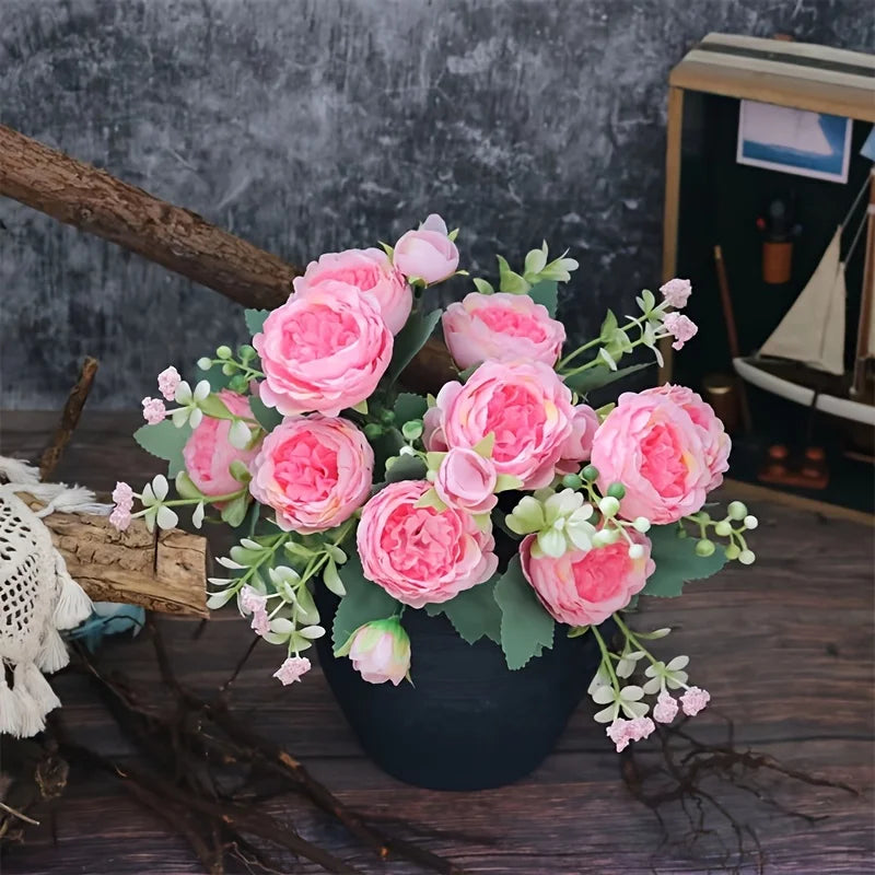 1 Home Decoration Simulation Fake Flower Small Handle Bouquet Rose Qme