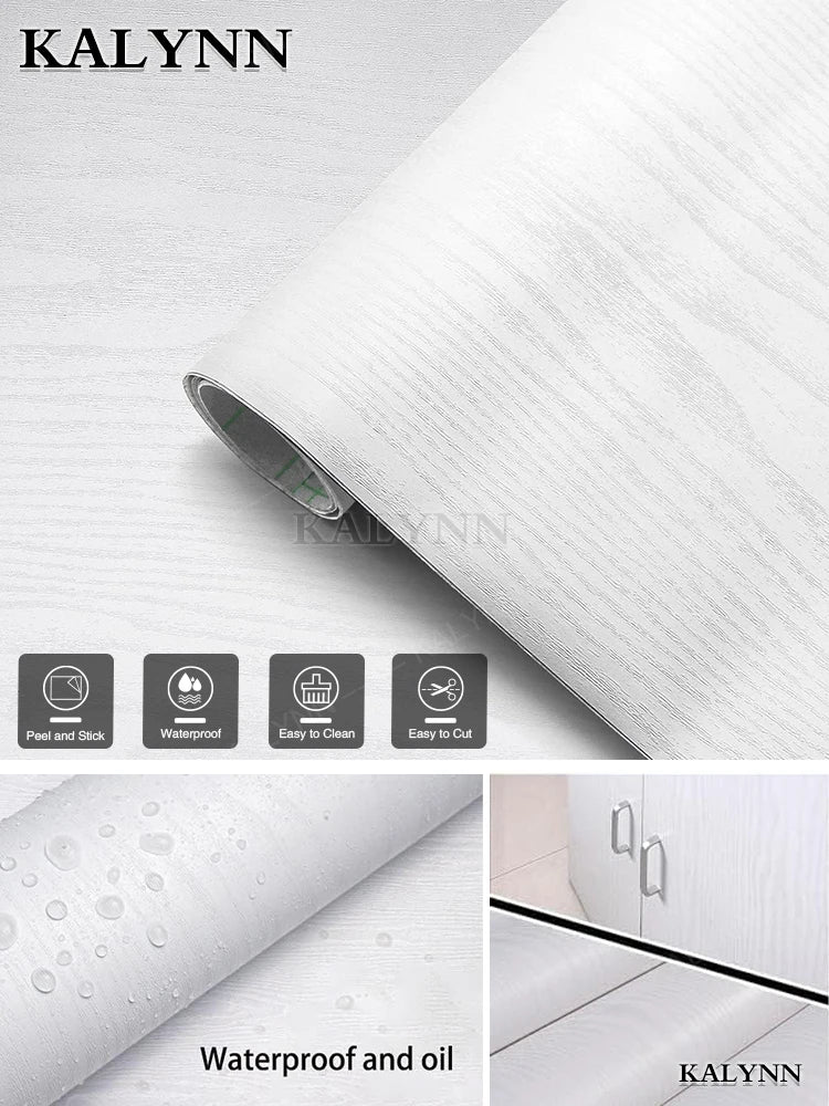 White Wood Grain Waterproof Wallpaper Self Adhesive Vinyl Contact Qme