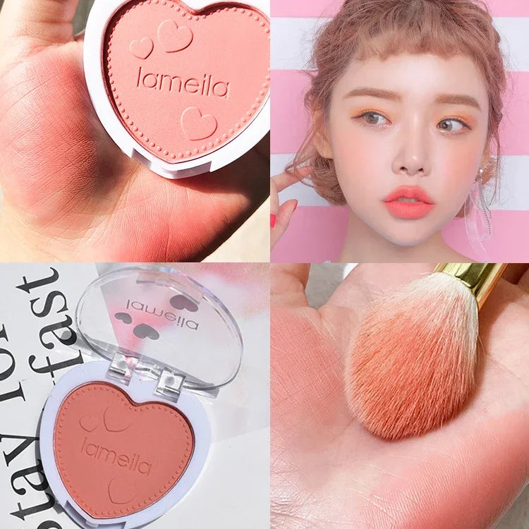 New 6 Colors Blush Makeup Palette Mineral Powder Red Rouge Lasting Natural Cream Cheek Tint Orange Peach Pink Blush Cosmetic Qme 2