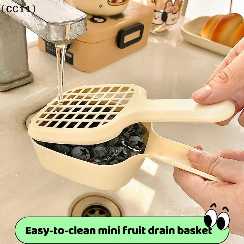 Easy-clean Mini Fruit Drain Basket Handle Perfect Cherries Qme