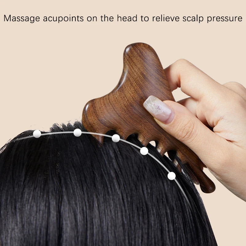 Multifunctional Meridian Massage Comb Handleless Wooden Point Qme