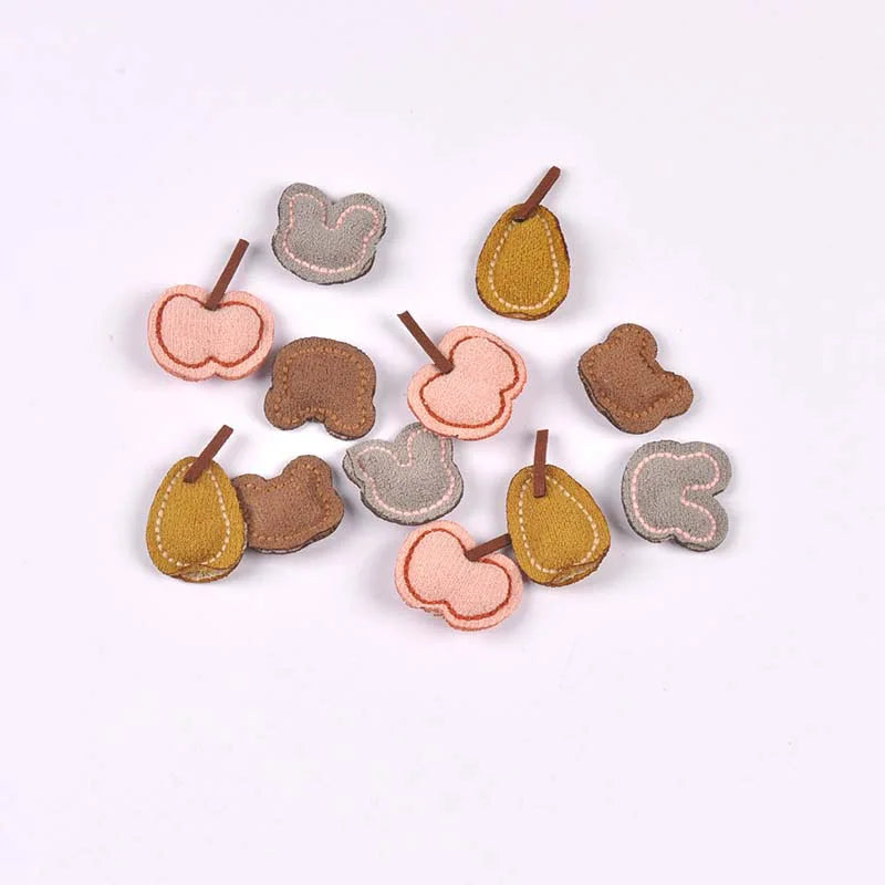 4pcs 22-36mm Cute Felt Fruit Animal Appliques, Hand Sewn Pear,Apple,Bear Patch DIY Hair Accessories Crafts No Glue cp3858 Qme