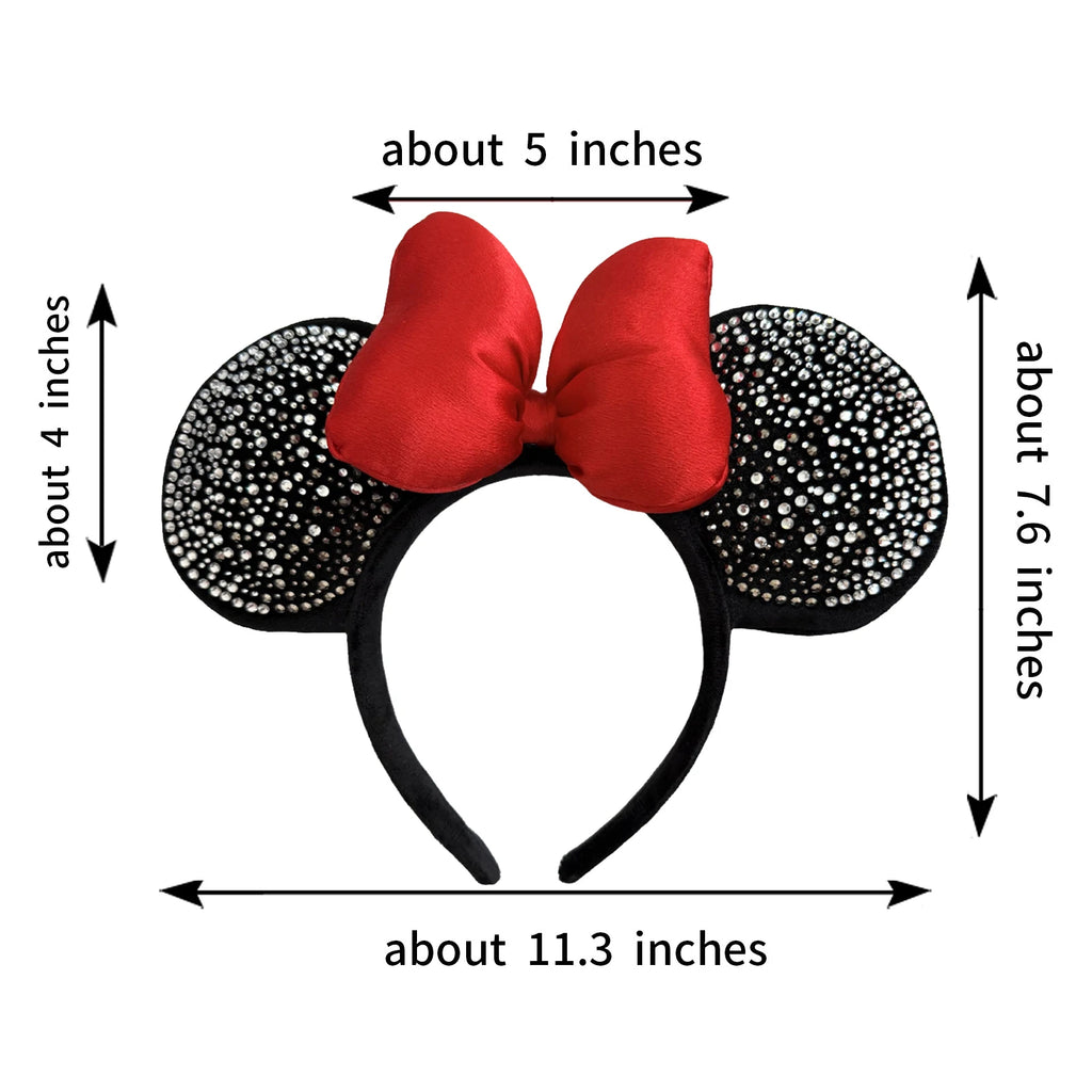 Cartoon Women's Sweet Mickey Mouse Hairband Bow Minnie Mouse Ear Headband Party Birthday Theme Park Wear Girl Hair Accessories Qme