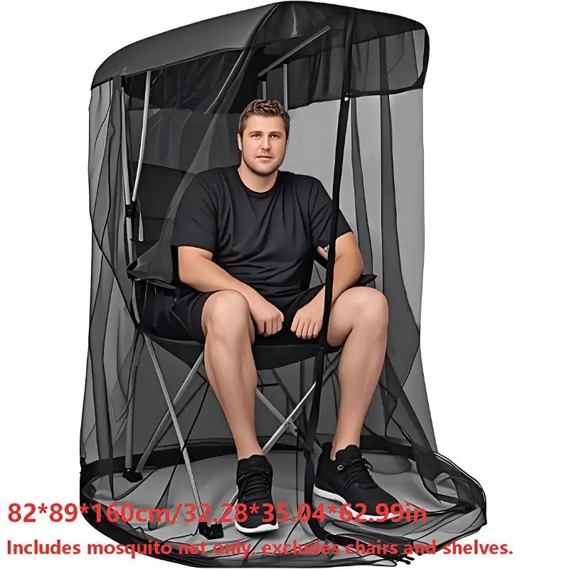Portable Mosquito Net Camping Chair Outdoor Zipper Door Bug Screen Qme Black 82x89x160cm