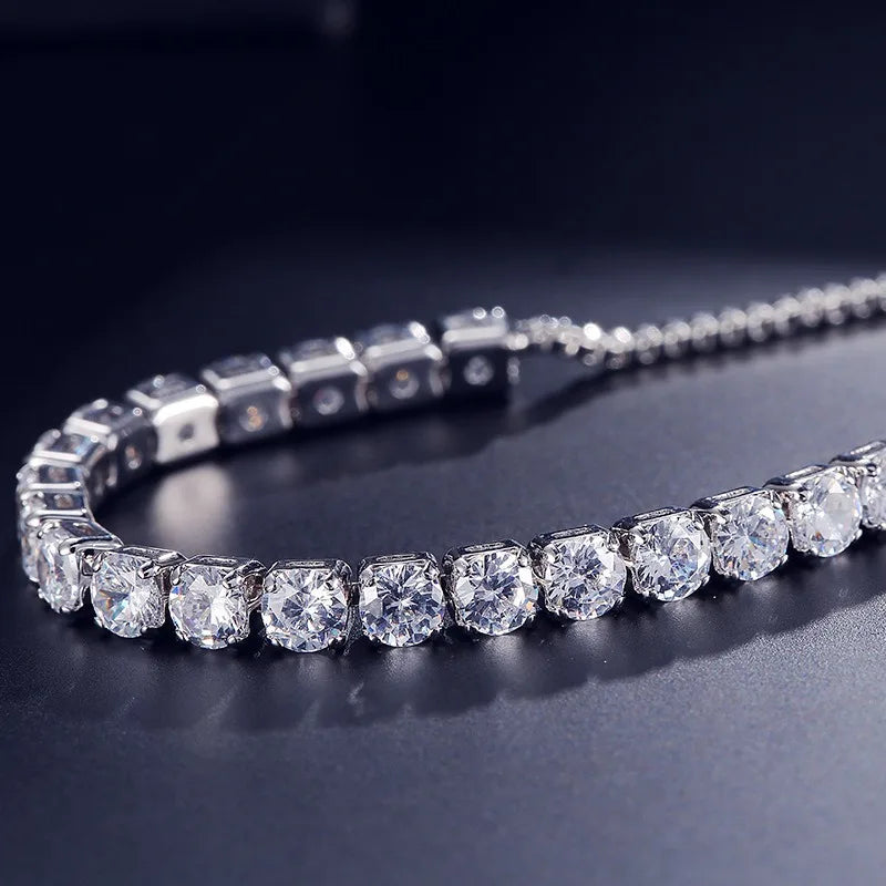 1-2 pieces Women's Geometric Round 4mm Zircon Bracelet Adjustable Slider Chain Versatile Fashion Jewelry Qme