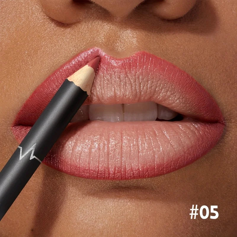 Waterproof Matte Lipliner Pencil Red Contour Tint Lipstick Long Qme 05