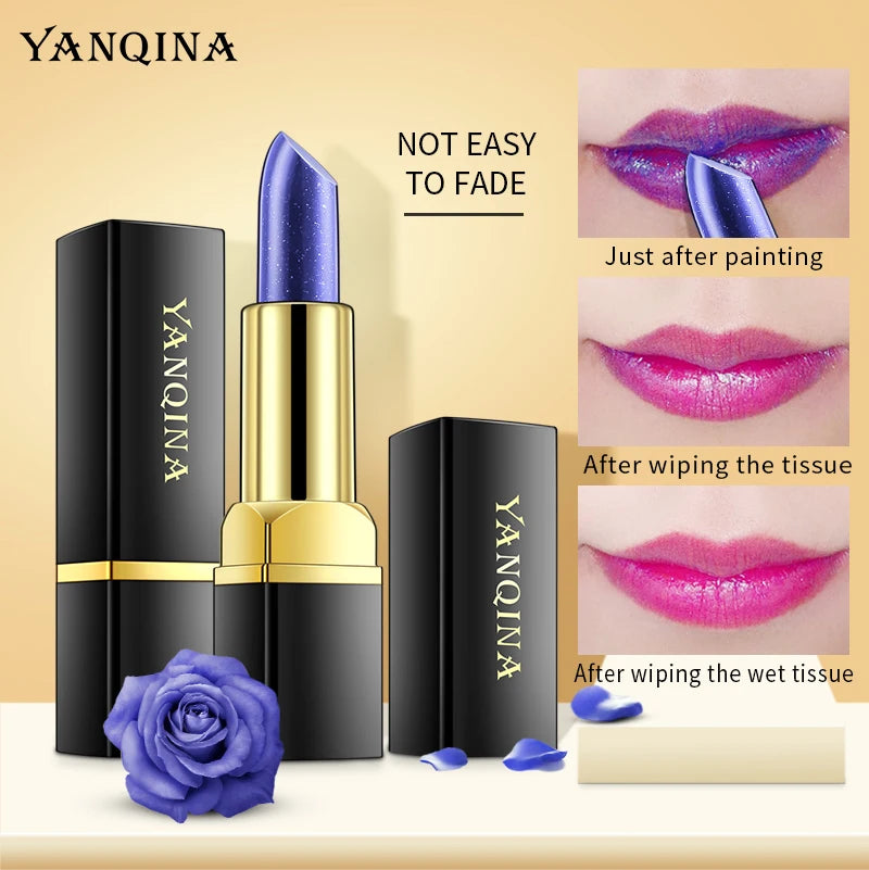 Blue Rose Lipstick Temperature Color Changing Lipstick Moisturizing Female Makeup Products Sexy Lip Tint Gloss Shiny Lipsticks Qme