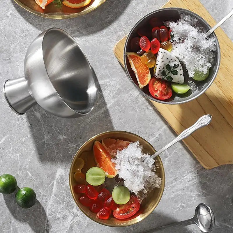 Ice Cream Bowl Food Grade Stainless Steel Salad Cup Dessert Gold Qme