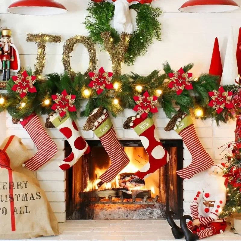 Christmas Red Gold Glitter Flowers Artificial Poinsettia Flower for Xmas Tree Ornaments Navidad New Year Party Home Decoration Qme