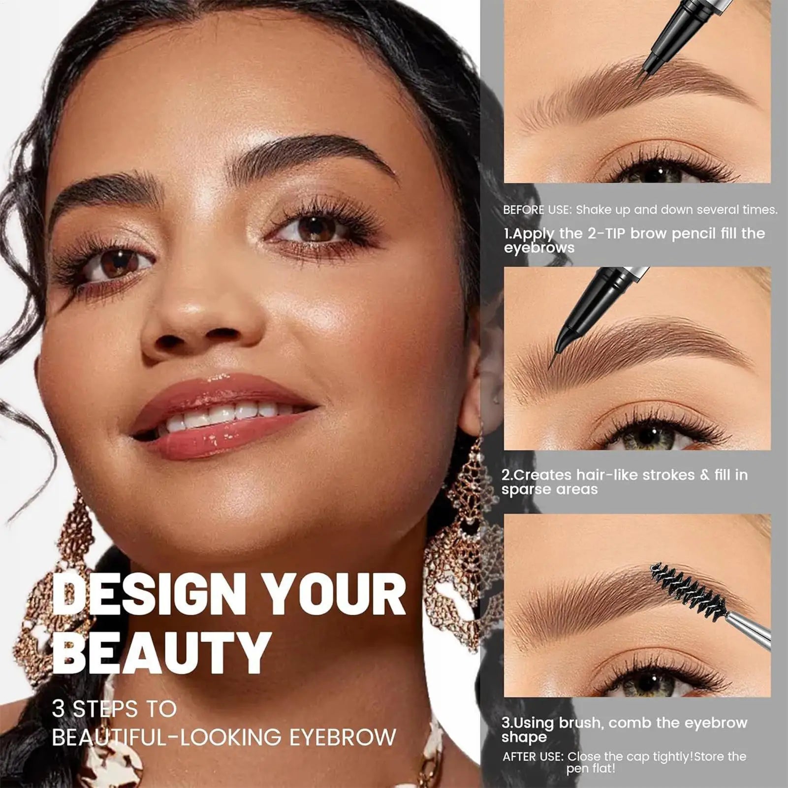 4 Colors Eyebrow Pen Tattoo Pencil Light Brown Gray Black Dark Qme