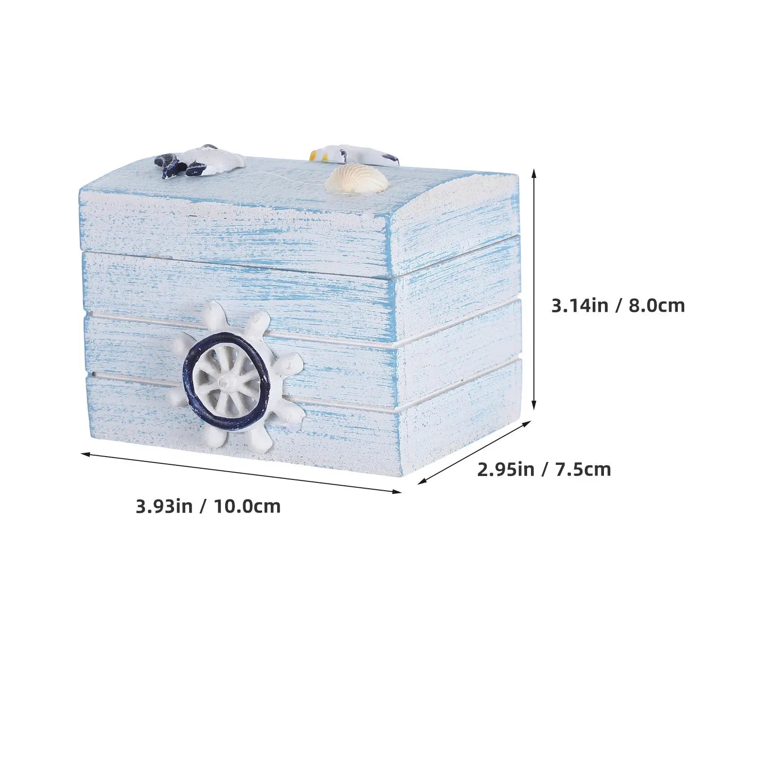 Ocean Style Wooden Box Handcrafted Chest Decorative Storage Jewelry Chest for Home Decor Coastal Wooden Box Qme