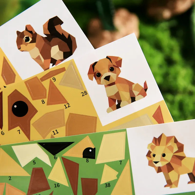 4 Styles Cute Animal Puzzle Sticker Books, Educational Toys for Kids Ages 3+, Fun Learning Activities for Toddlers and Children Qme