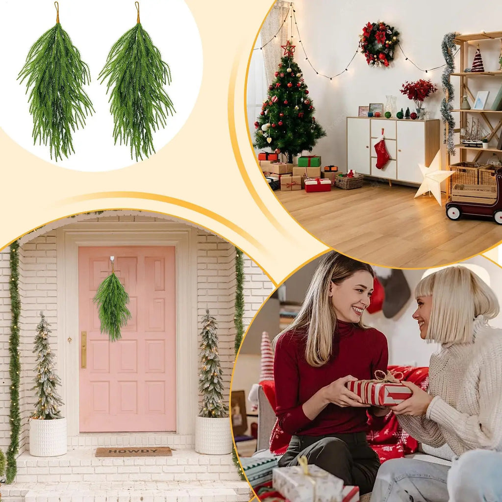 Pine Garland Christmas Teardrop Swag 2 Artificial Decoration Railing Qme