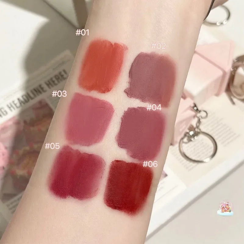 Matte Lipstick Berry Wine Soft Velvet Lip Mud Korean Makeup Solid Lip Gloss Non Stick Cup Lasting Moisturizing Light Lip Tint Qme