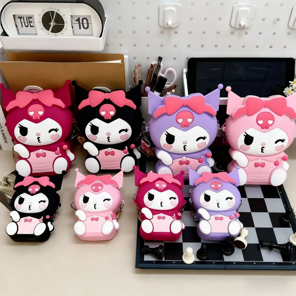 Cute Kuromi Silicone Coin Purse Sanrio Cartoon Mini Crossbody Bag Qme