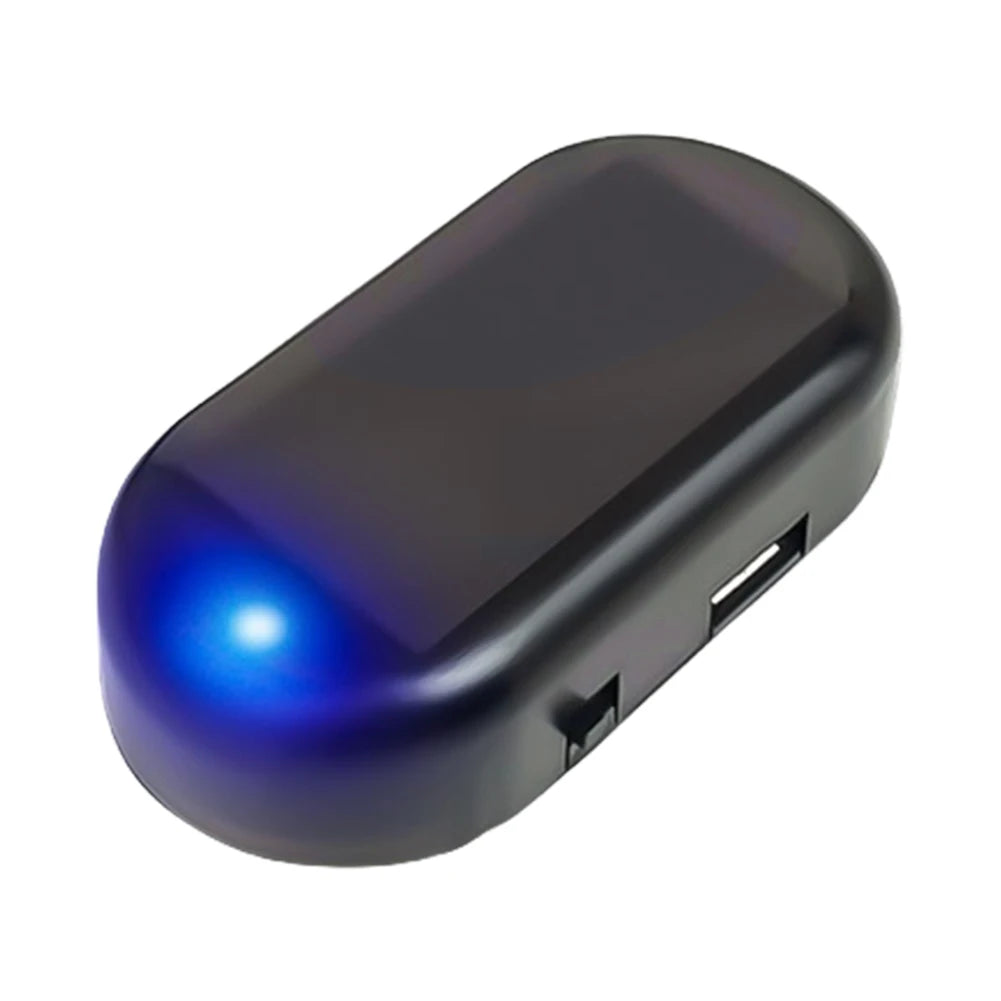 Solar Powered Car Fake Security Light Blue/Red Light Simulated Dummy Alarm Wireless Strobe Signal Alarm Anti-Theft Caution Lamp Qme